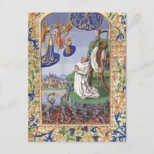 Postal Ilustración medieval de San Bernardo de Clairvaux