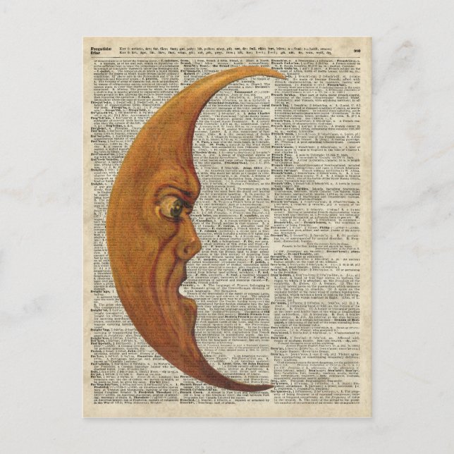 Postal Ilustracion miestial medieval de la luna frente a  (Anverso)