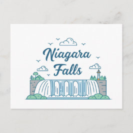Postal Ilustración minimalista de las cataratas del Niága