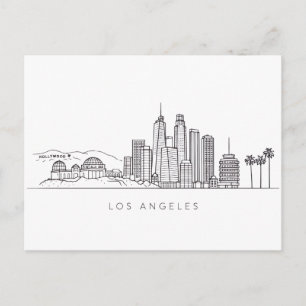 Postal Ilustración minimalista del horizonte de Los Ángel