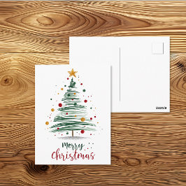 Postal Ilustración moderna de árbol de Navidad alegre