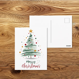 Postal Ilustración moderna de árbol de Navidad alegre