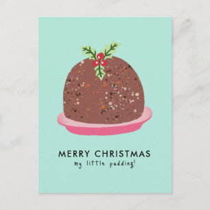 Postal Ilustración moderna de pudín de Navidad alegre