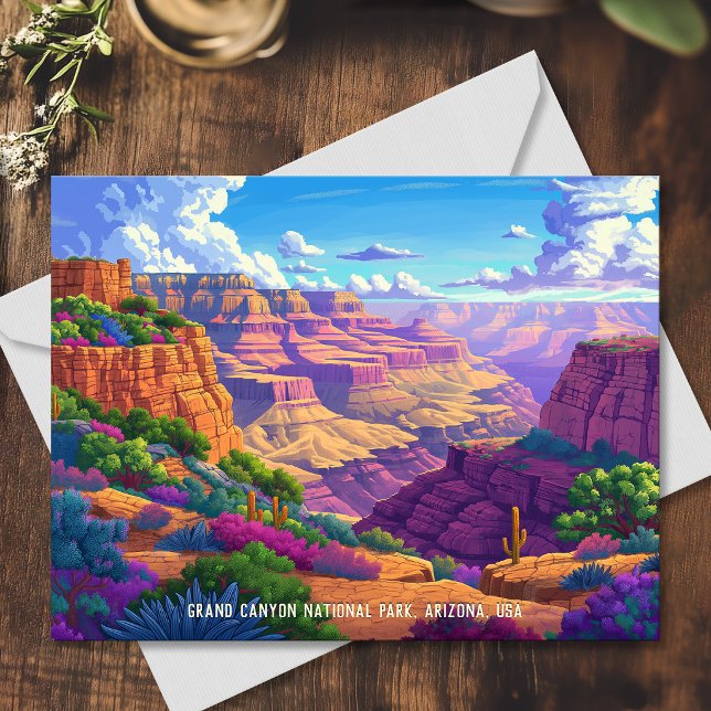 Postal Ilustración moderna del Parque Nacional del Gran C (Modern illustration of Grand Canyon National Park Postcard)