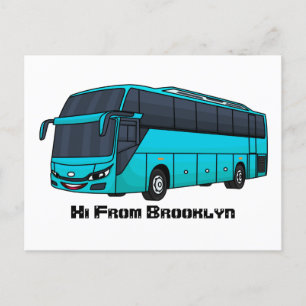Postal Ilustracion moderno de personalizado de autobús de