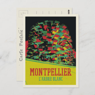 Postal Ilustracion Montpellier Arbre blanc Francia