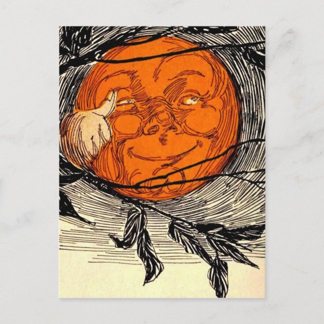 Postal Ilustracion naranja Moon Vintage (Anverso)