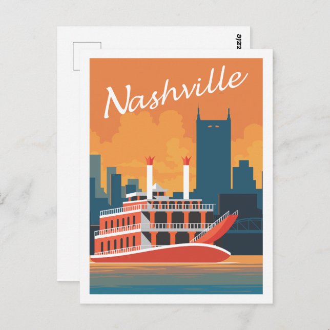 Postal Ilustracion Nashville Tennessee USA Travel Place (Anverso / Reverso)
