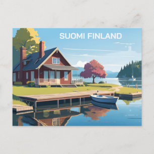 Postal Ilustracion Natural de Finlandia
