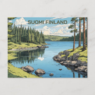 Postal Ilustracion Natural de Finlandia