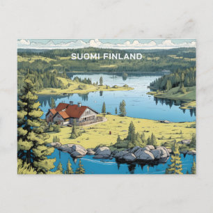 Postal Ilustracion Natural de Finlandia