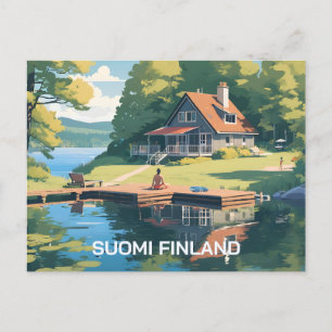 Postal Ilustracion Natural de Finlandia