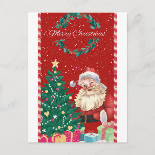 Postal 🎄 Ilustración navideña de adorable Papá Noel – Fe