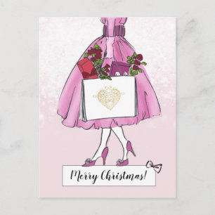 Postal Ilustracion navideño vintage