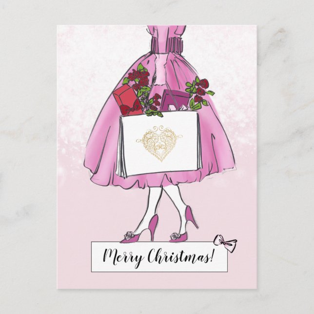 Postal Ilustracion navideño vintage (Anverso)