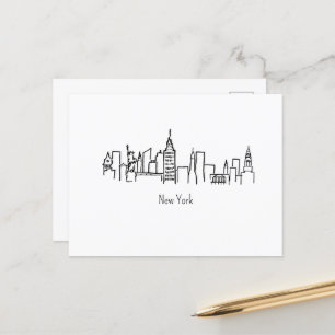 Postal Ilustracion NYC Skyline New York