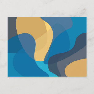 Postal Ilustracion ondulado azul, amarillo, fresco y mode