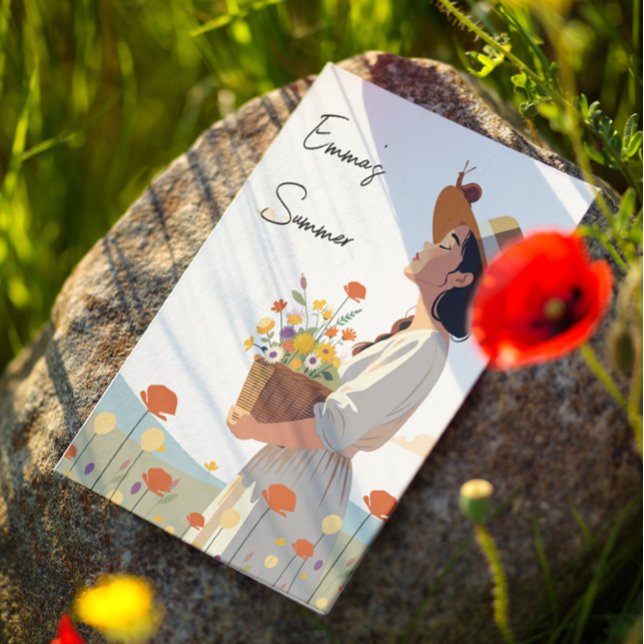 Postal Ilustración Original de Chica de Jardín Personaliz (Subido por el creador)