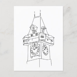 Postal Ilustracion Österreich Steiermark Grazer Uhrturm