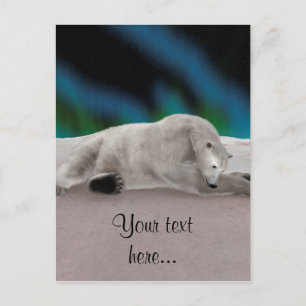 Postal Ilustración pacífica de oso polar ártico en la nat