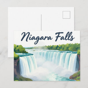 Postal Ilustración paisajística pictórica de las catarata