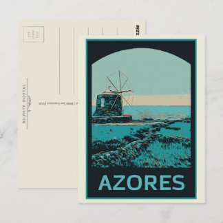 Postal Ilustracion paisajístico de las Azores Portugal