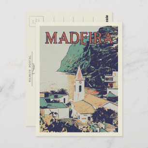 Postal Ilustracion paisajístico de Madeira Portugal
