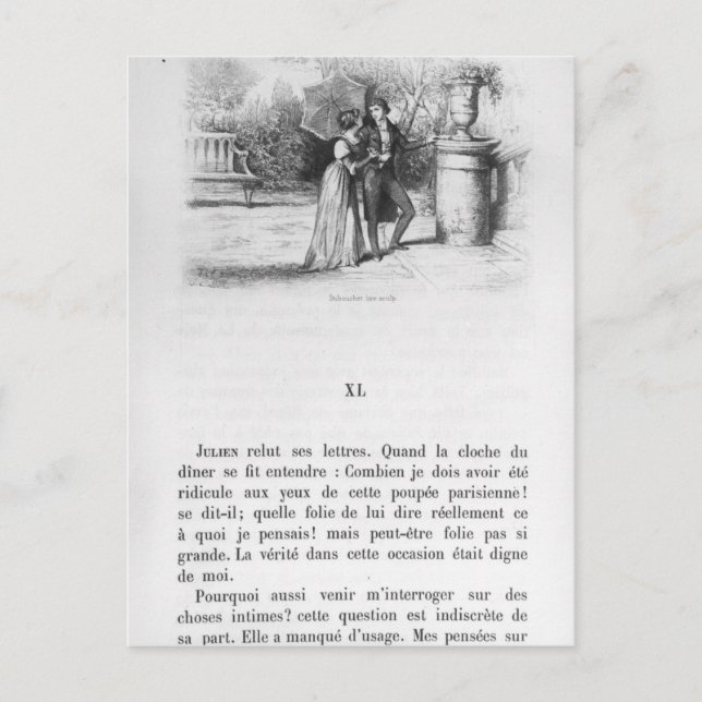 Postal Ilustracion para 'El Rojo y el Negro' (Anverso)