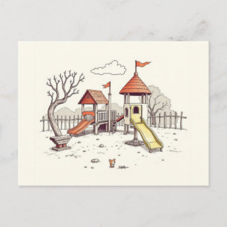 Postal Ilustración - patio de recreo