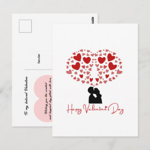 Postal Ilustración personalizada del corazón rojo románti