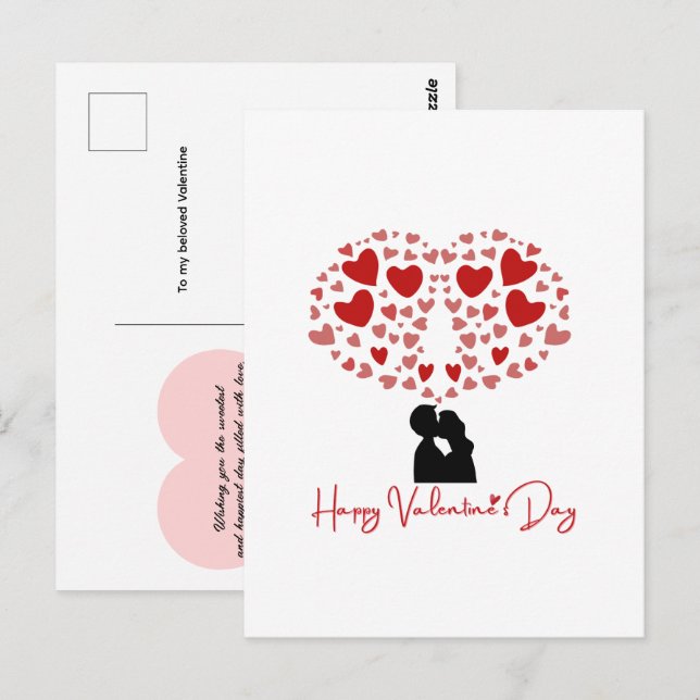 Postal Ilustración personalizada del corazón rojo románti (Anverso / Reverso)