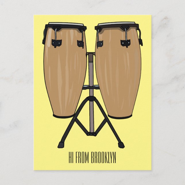 Postal Ilustracion personalizado Bongo drum (Anverso)