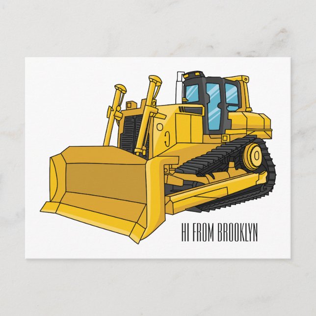 Postal Ilustracion personalizado Bulldozer (Anverso)