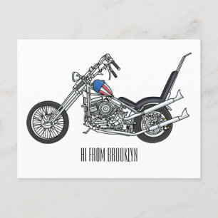 Postal Ilustracion personalizado Chopper Motorcycle 1950