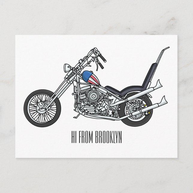 Postal Ilustracion personalizado Chopper Motorcycle 1950 (Anverso)
