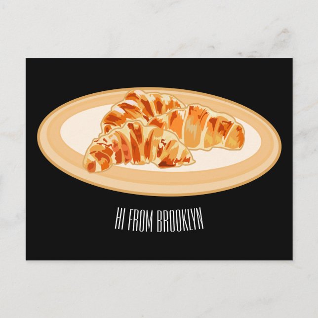 Postal Ilustracion personalizado croissant (Anverso)