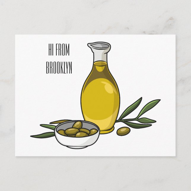 Postal Ilustracion personalizado de aceite de oliva (Anverso)
