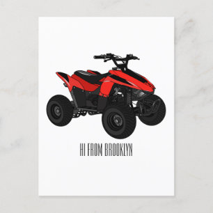 Postal Ilustracion personalizado de atv de cuatro bicicle