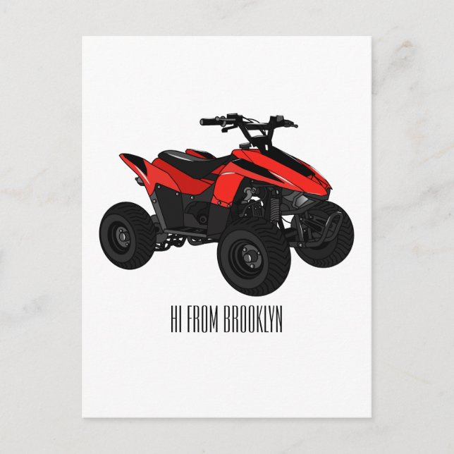 Postal Ilustracion personalizado de atv de cuatro bicicle (Anverso)