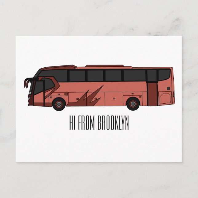 Postal Ilustracion personalizado de autobús (Anverso)