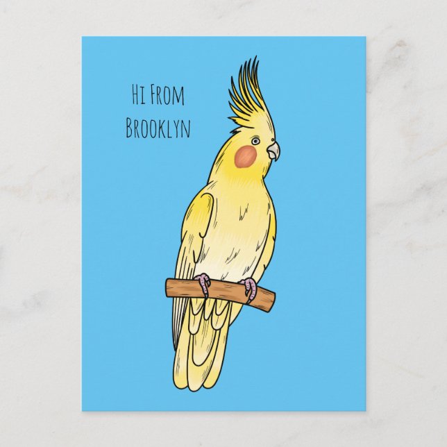 Postal Ilustracion personalizado de aves de Cockatiel (Anverso)