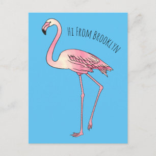 Postal Ilustracion personalizado de aves de Flamingo