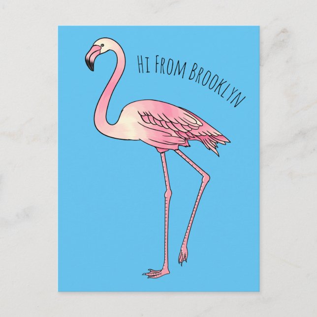 Postal Ilustracion personalizado de aves de Flamingo (Anverso)