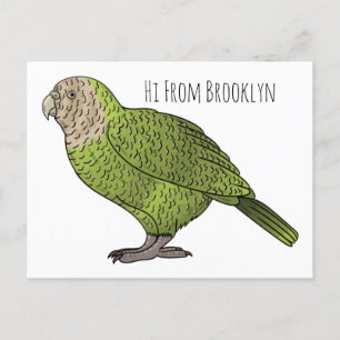 Postal Ilustracion personalizado de aves Kakapo