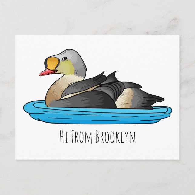 Postal Ilustracion personalizado de aves King eider (Anverso)