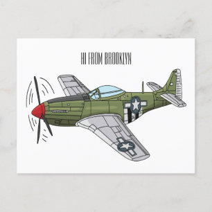 Postal Ilustracion personalizado de avión militar