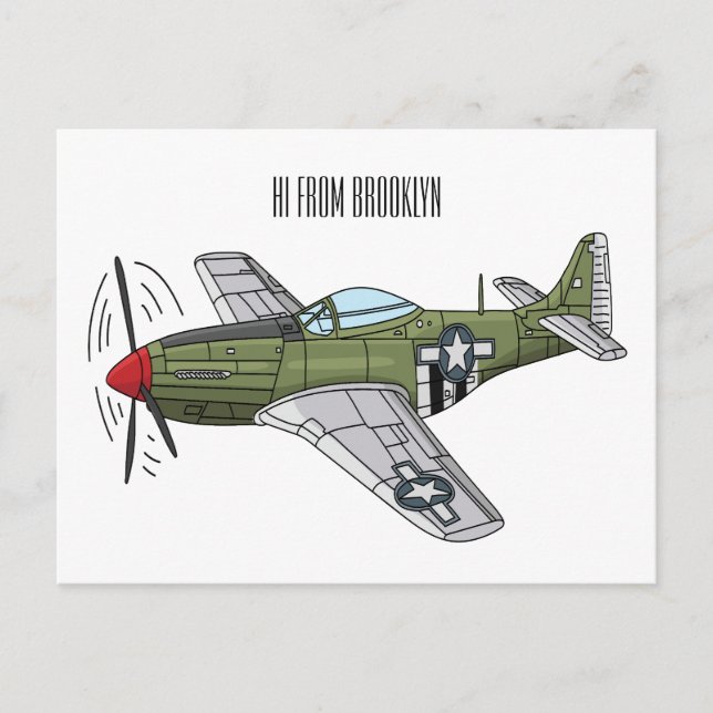 Postal Ilustracion personalizado de avión militar (Anverso)