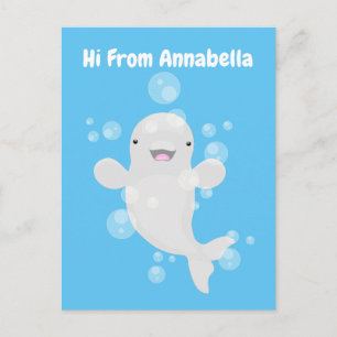 Postal Ilustracion personalizado de ballenas de la beluga