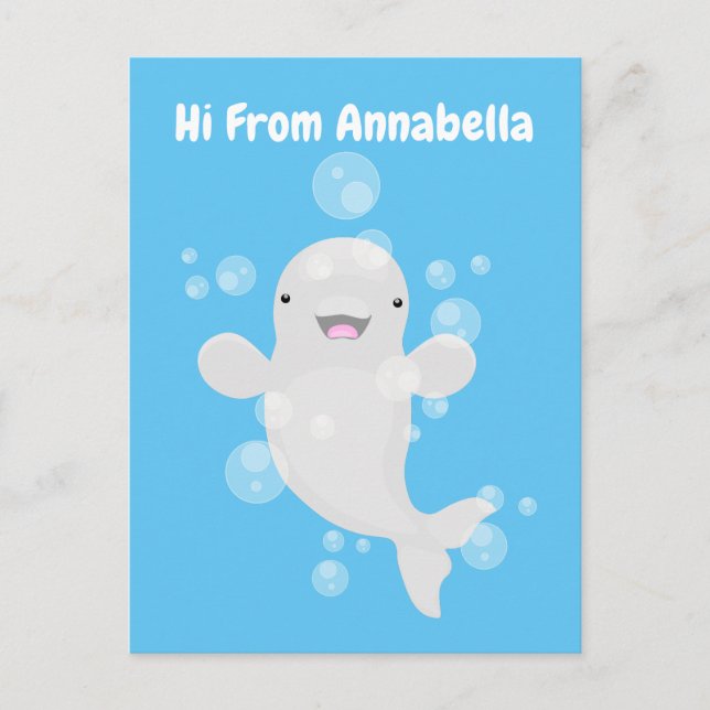 Postal Ilustracion personalizado de ballenas de la beluga (Anverso)