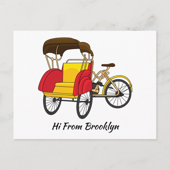 Postal Ilustracion personalizado de bicitaxi (Anverso)